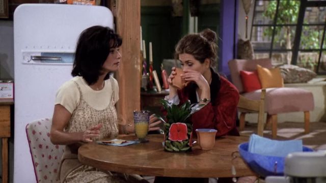 Flower long dress worn by Monica Geller (Courteney Cox) as seen in Friends (S01E01)