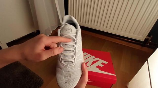 The pair of sneakers Nike Air Max plus white in the video Air Max Plus triple white - review+ on feet) | Spotern