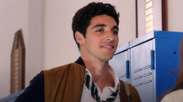 Blue and Brown suede jacket worn by Marco (Taylor Perez) as seen in The Kissing Booth 2