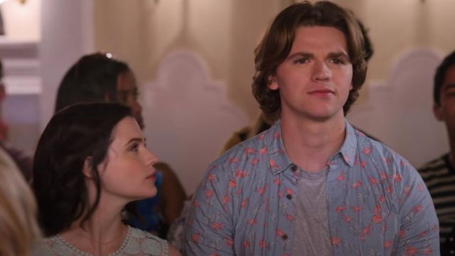 Printed blue shirt worn by Lee Flynn (Joel Court­ney) as seen in The Kissing Booth 2