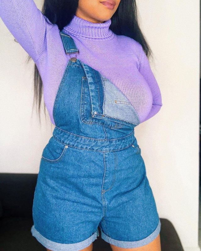 Le pull col roulé violet porté par Leslie Lawson sur son compte Instagram @spheremetisse