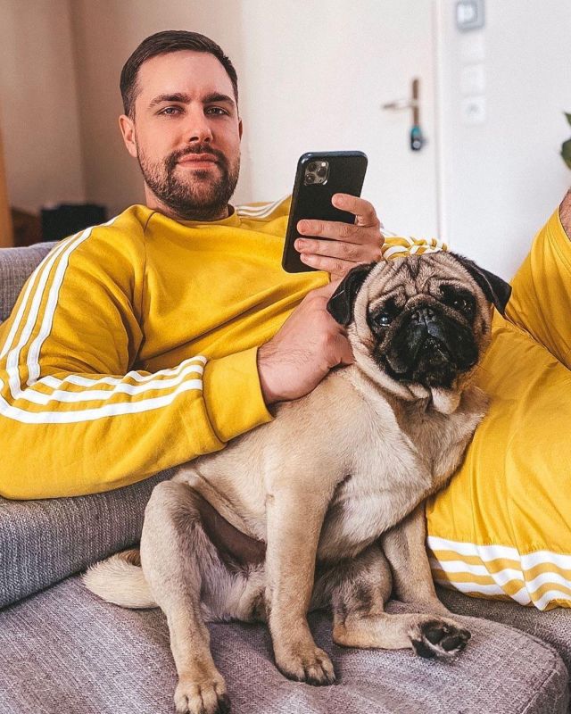 Le sweatshirt Adidas jaune porté par Valouzz sur son compte Instagram @valouzz_