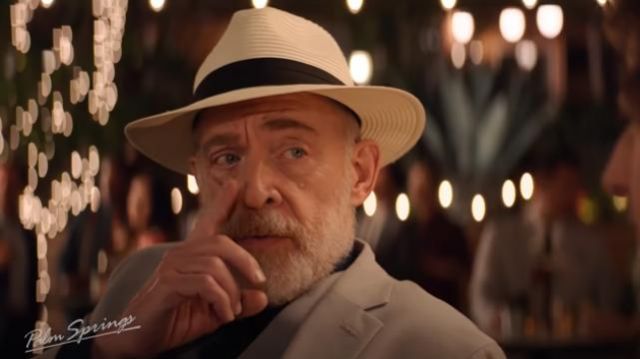 White Straw Fedora Hat worn by Roy (J. K. Simmons) in Palm Springs