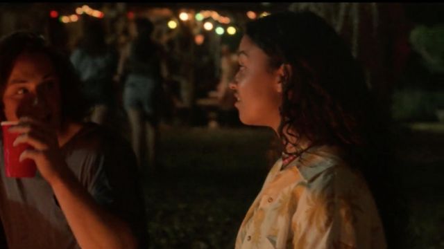 White & Yellow Pineapple and Palm Print Hawaiian Shirt worn by Kiara (Madison Bailey) in Outer Banks (S01E01)
