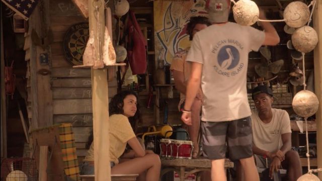 Yellow Semi Sheer Burnout Tee worn by Kiara (Madison Bailey) in Outer Banks (S01E01)