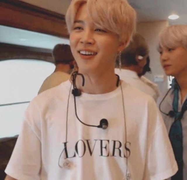 White Lovers T-shirt worn by Jimin on a video by BTS