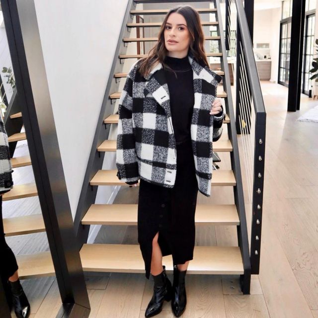 Le manteau à carreaux porté par Lea Michele sur son compte Instagram @leamichele