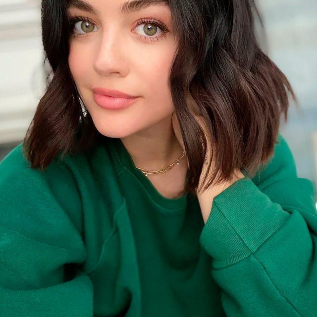 Green Sweatshirt of Lucy Hale on the Instagram account @lucyhale