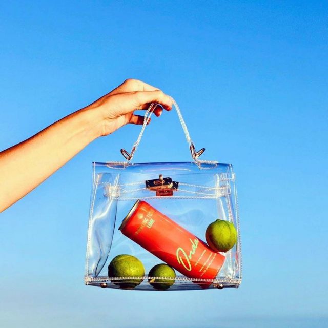 Transparent sac à main utilisés par Shay Mitchell sur l'Instagram account @shaymitchell