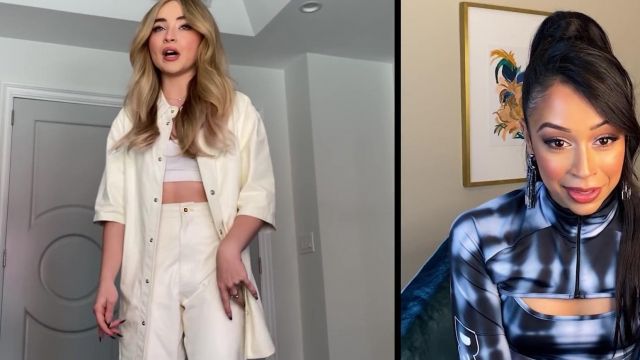 Suit Of Sabrina Carpenter In Sabrina Carpenter Liza Koshy Judge Each Other S Dance Moves Work It Netflix Spotern