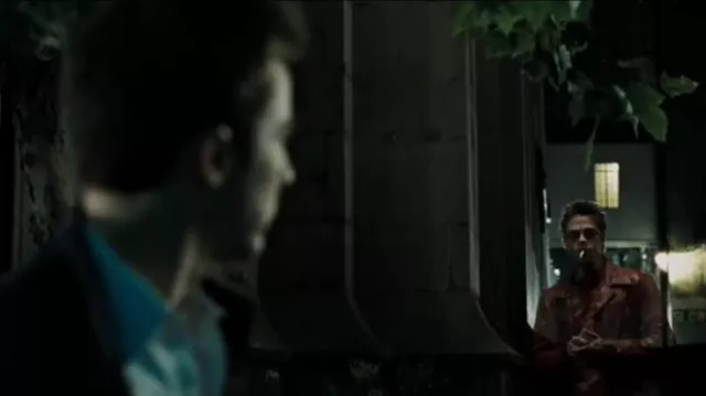 Red Patchwork T-shirt worn by Tyler Durden (Brad Pitt) in Fight Club movie wardrobe