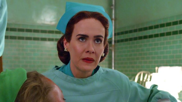 Turquoise Nurse cap worn by Nurse Mildred Ratched (Sarah Paulson) in Ratched TV show wardrobe (Season 1 Episode 1)