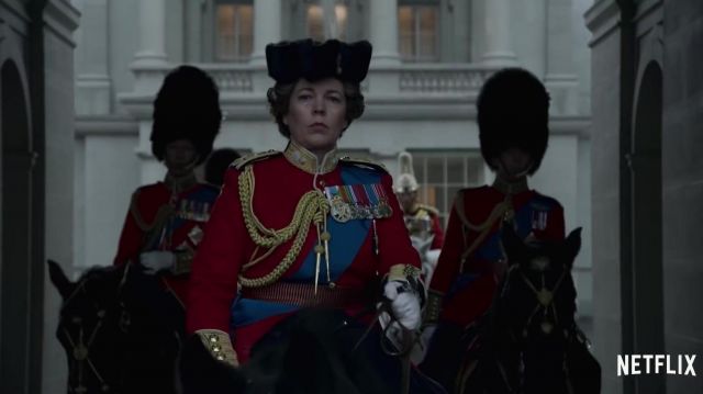 Royal uniform worn by Queen Elizabeth II (Olivia Colman) in The Crown (S04)