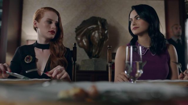 Purple Top with Embellished Collar worn by Veronica Lodge (Camila Mendes) as seen in Riverdale (S01E05)