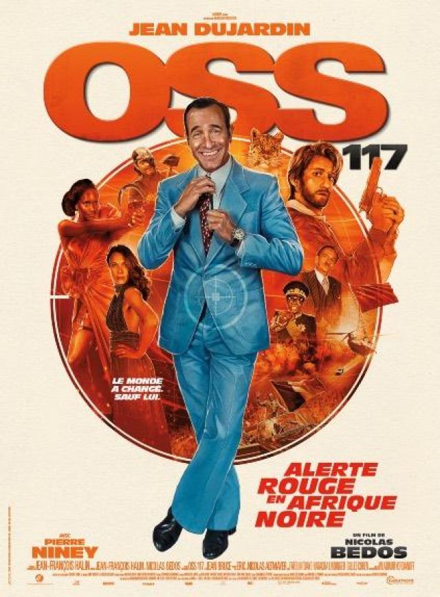 The printed red tie worn by OSS 117 (Jean Dujardin) on the poster of OSS 117: Red alert in black Africa