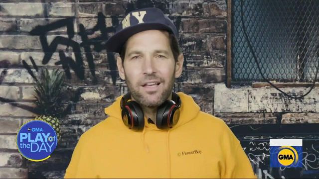 Beats headphones of Paul Rudd in 'Certified young person' Paul Rudd's hilarious mask message to millennials l GMA