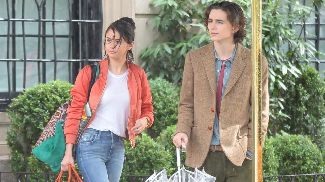 Selena Gomez A Rainy Day in New York Red Jacket