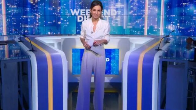 The wide and fluid pants high waist ecru of Alice Darfeuille in Week end Direct of BFMTV