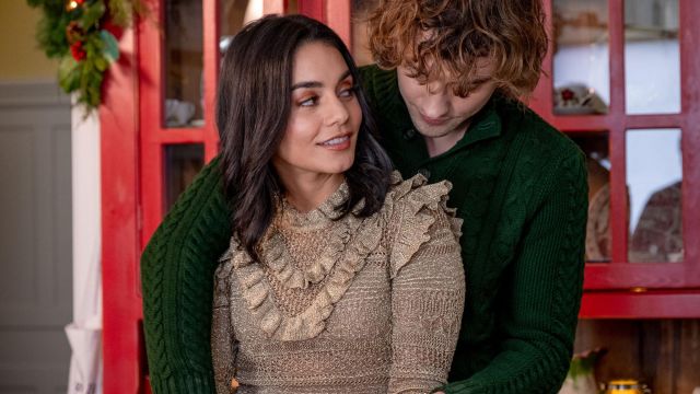 Light brown ruffled sweater worn by Brooke (Vanessa Hudgens) in The Knight Before Christmas