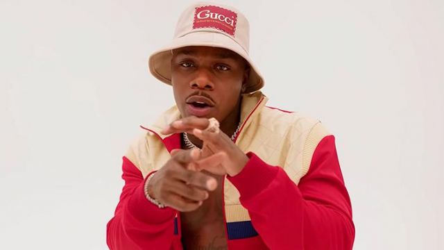 Gucci Red & Quilted-Beige Colorblock Track Jacket of DaBaby in DaBaby - PEEPHOLE (Official Music Video)