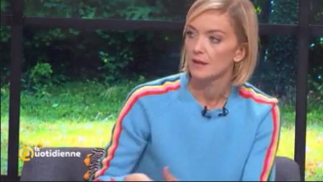 Blue sweater of Maya Lauqué in The Daily
