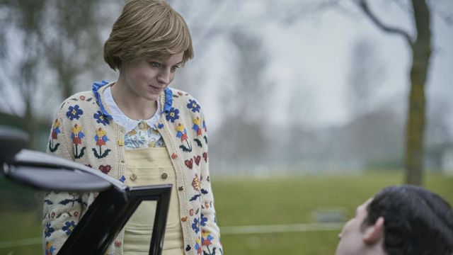 Floral Embroided Cardigan worn by Princess Diana (Emma Corrin) in The Crown TV series (S04E01)