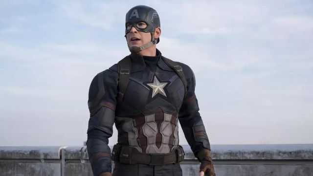 Captain American Superhero Costume worn by Steve Rogers (Chris Evans) in Avengers: Endgame movie wardrobe