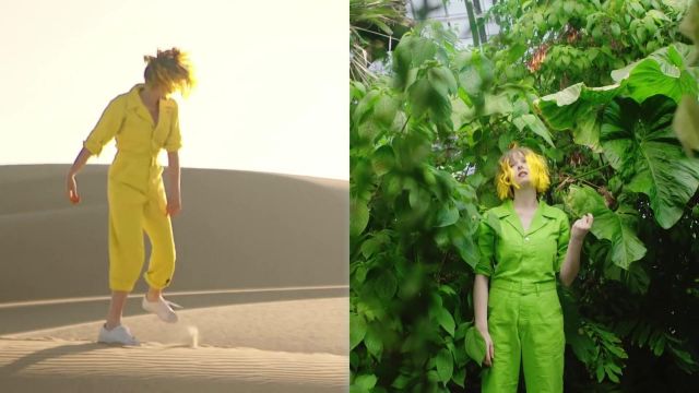 The green combination worn by Tessa Violet in her video clip Bad Ideas
