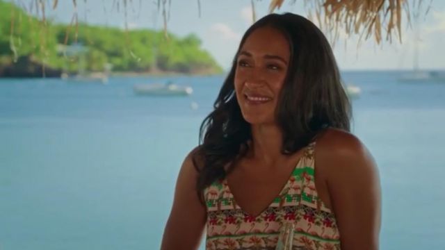 Flamingo Stripe Top of DS Florence Cassell (Joséphine Jobert) in Death in Paradise (S10E01)