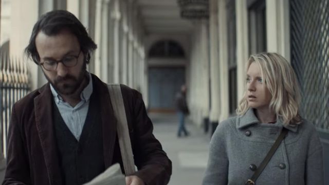 Grey wool coat worn by Claire (Ludivine Sagnier) as seen in Lupin TV series (Season 1 Episode 7)