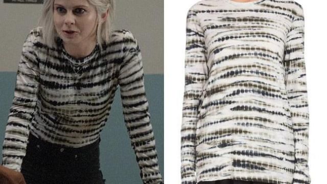 The Proenza Schouler – Tie Dye Long Sleeve Cotton Jersey T Shirt. worn by Olivia Moore (Rose McIver) in iZombie (S05E08)