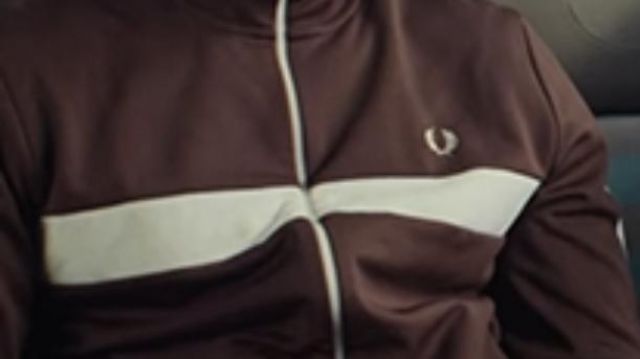 Fred Perry Burgundy Taped Track Jacket worn by Assane Diop May Sarton in Lupin 