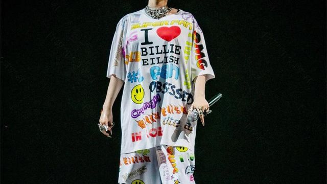 Freak City T-shirt and Pants set "I Love Billie Eilish" worn by Billie Eilish for her 2019 "When We All Fall Asleep" tour in Chicago
