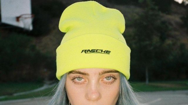 Rasche Neon Green Beanie Worn By Billie Eilish On A Photoshoot Spotern 2125