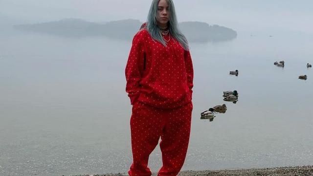 Tres Rasché Pantalon rouge porté par Billie Eilish sur son compte Instagram