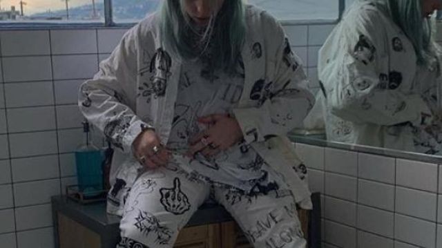 Whatever21 Tattoo jeans in white worn by Billie Eilish on her Instagram account