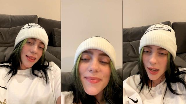Problem Child White Beanie worn by Billie Eilish on her Instagram account