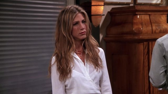 The white shirt worn by Rachel Green (Jennifer Aniston) in the series Friends (S07E05)