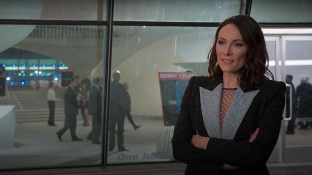 Alexander McQueen Tweed Two-Tone Coat worn by Quinn (Laura Benanti) in Younger (S07E06)