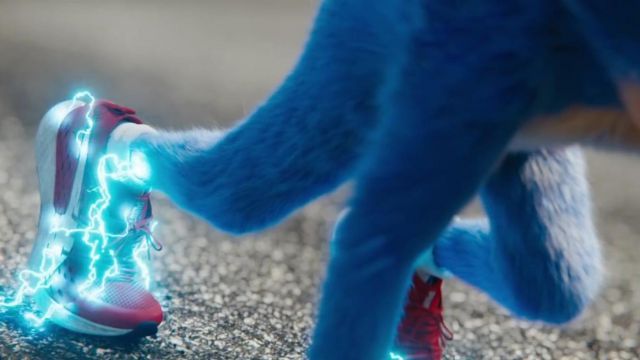The red shoes puma of Sonic in Sonic the movie