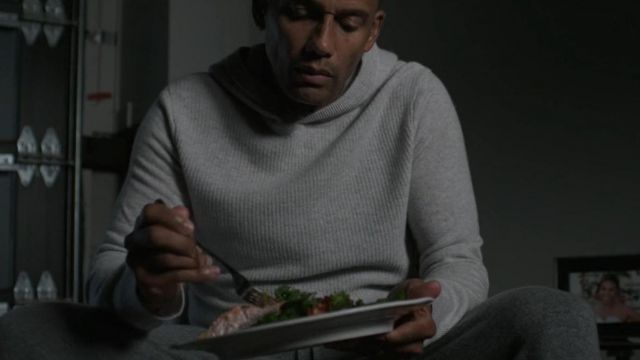 Grey ribbed hooded sweater of Dr. Marcus Andrews (Hill Harper) in The Good Doctor (S04E01)