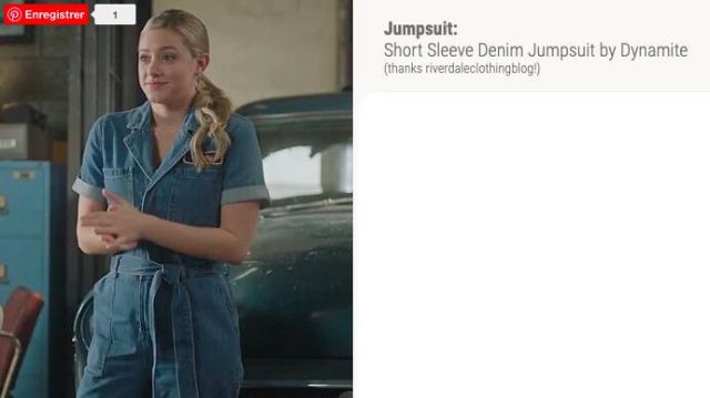 Combinaison en jean porté par Betty Cooper (Lili Reinhart) dans Riverdale (S05E09)