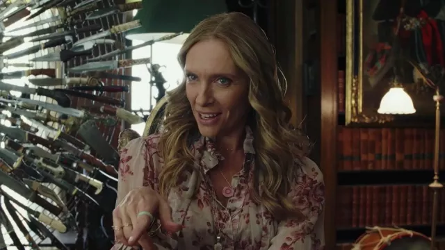 Zimmermann Flower Print Midi dress worn by Joni Thrombey (Toni Collette) in Knives Out movie outfits