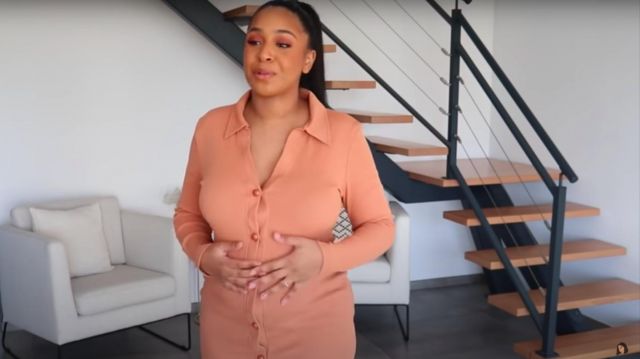 Orange dress with buttons worn by YanissaXoxo in BABY MAMA HAUL: FRESH EVEN PREGNANT