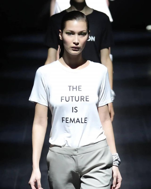 The Future is Female Tee of Bella Hadid on the Instagram account @khantdesigns