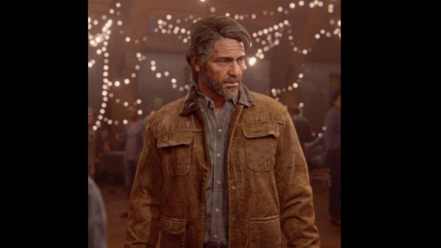 Veste en daim marron portée par Joel Miller comme on le voit dans le jeu vidéo The Last of Us: Part II