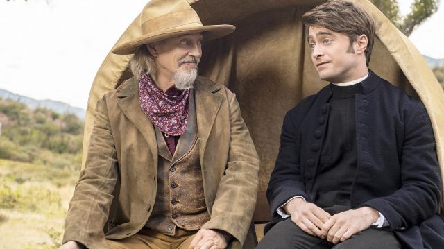 Black wool coat worn by Prince Chauncley (Daniel Radcliffe) as seen in Miracle Workers (S03E03)