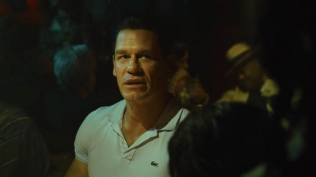 Lacoste polo shirt in white worn by Peacemaker (John Cena) as seen in The Suicide Squad movie