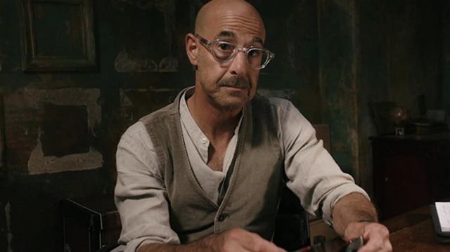 Transparent Eyeglasses worn by Dr. Munchin (Stanley Tucci) as seen in Jolt movie