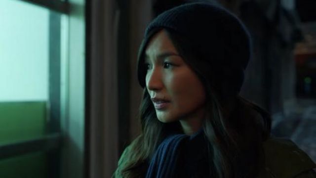 Navy blue beanie worn by Sersi (Gemma Chan) as seen in Eternals movie